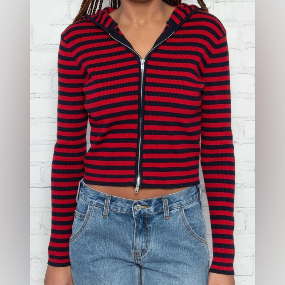 Brandy Melville Striped Hoodie Sweater